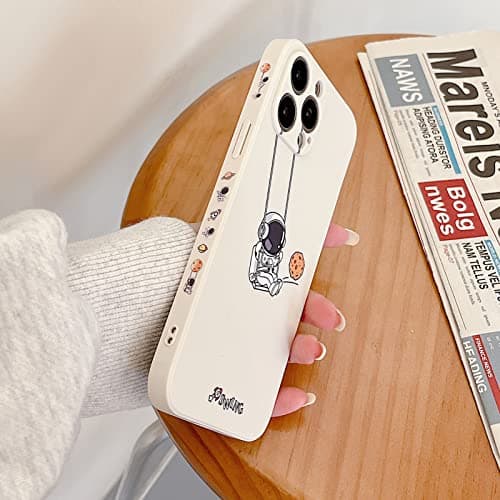 Image of Yonds Queen for iPhone 7 Plus / 8 Plus Cute Case, Cool Cartoon Swing Astronaut Planet Moon Design Stylish Soft TPU Bumper Shockproof Anti-Slip Protector Case (iPhone 7 Plus / 8 Plus, White Planet)