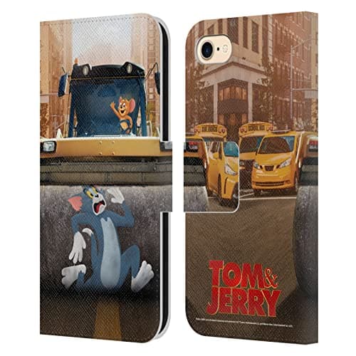 Image of Head Case Designs Officially Licensed Tom And Jerry Movie (2021) Rolling Graphics Leather Wallet Case Compatible With Apple iPhone 7/8 / SE 2020 & 2022