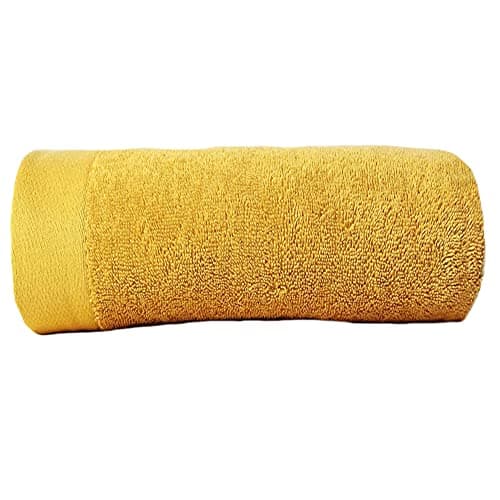 Image of Sue Rossi Ltd Recycled Towels Sustainable Eco Terry Bathroom Towel Recycle Plastic And Cotton 600 GSM Soft Absorbent Luxury Feel (Yellow Ochre, Bath Towel)