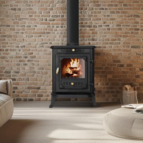 Image of NRG Multifuel Stove Cast Iron Multi Fuel Woodburning Fireplace 7 KW