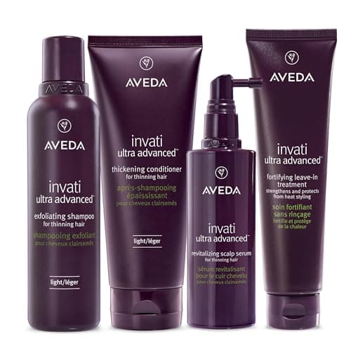 Image of Aveda Invati Ultra Advanced Light 4-Step System | Exfoliating Shampoo, Thickening Conditioner, Revitalizing Scalp Serum, Fortifying Leave-In Hair Treatment | Reduces Hair Loss by 77%*