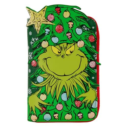 Image of Loungefly Dr. Seuss Grinch Holiday Zip Around Wallet