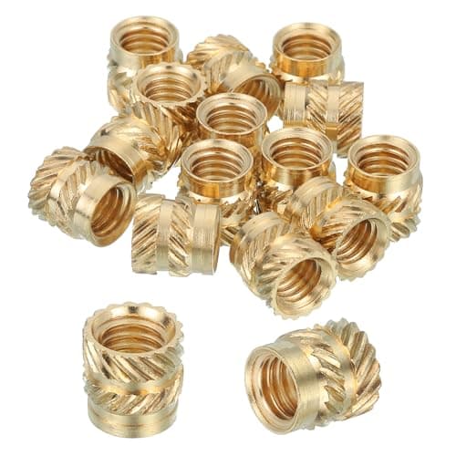 Image of sourcing map 16 Pcs Threaded Inserts, M6 Brass Heat Set Insert for 3D Printing and Plastic Material Female Knurled Insert Nuts for Laptops Electronic Products, M6x8x8mm