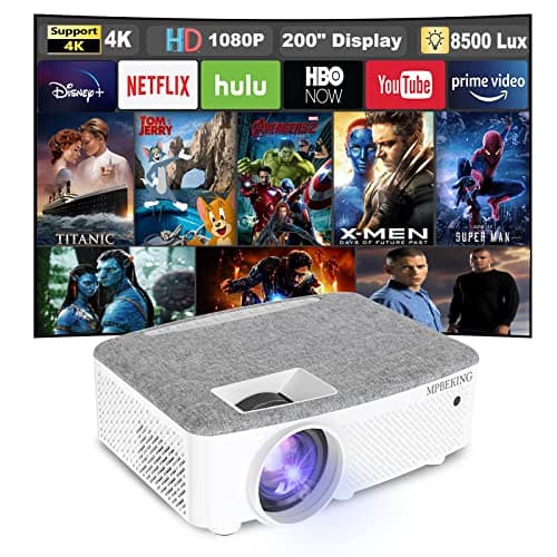 Image of Projector, Portable Video Projector HD 1080P Supported, Home Projector 8500 Lumens 200''Display for TV Stick, Home Theatre, Android/iOS