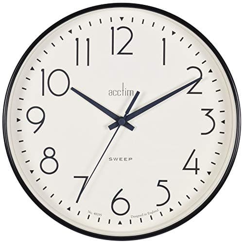 Image of Acctim Earl Wall Clock Non-Ticking Sweep Retro Design Quartz Black 25cm