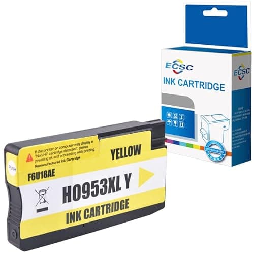 Image of ECSC Ink Cartridge 953XL For Printer, Compatible With HP OfficeJet Pro 7700 7720 7730 7740 WF 8200 8210 8216 8218 8710 8715 (Yellow, 1-Pack)
