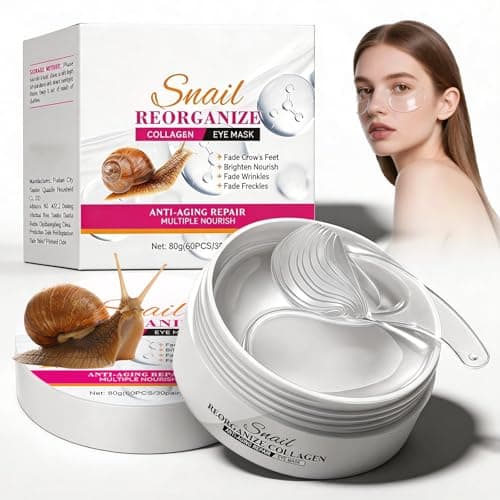 Image of Under Eye Gel Patches – Snail Collagen Hydrating Eye Mask 60pcs (30 Pairs) for Dark Circles, Puffiness & Wrinkles, Soothing Under Eye Pads for Women & Men