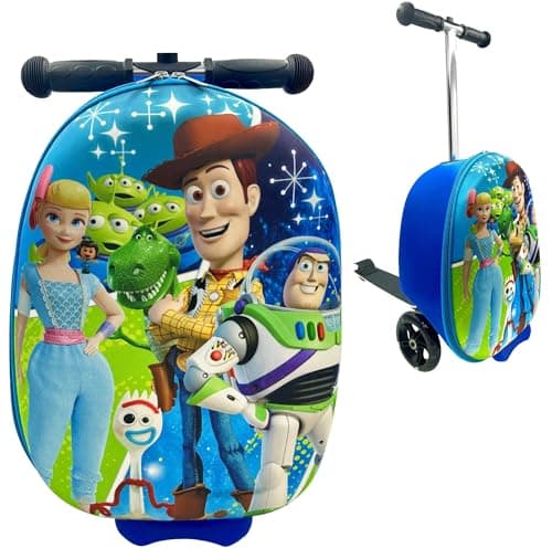Image of Fast Forward Kid’s Licensed 18" Ride-On Suitcase Scooter - Lightweight Carry-On Foldable Scooter Luggage, Multicolor, Carry-on 18-inch, Toy Story