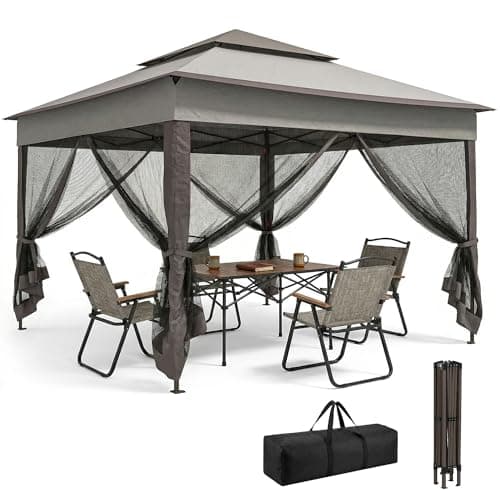Image of Outsunny 3 x 3(m) Pop Up Gazebo, Double-roof Garden Tent with Netting and Carry Bag, Party Event Shelter for Outdoor Patio, Dark Grey