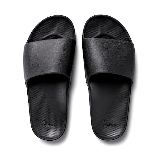 Image of ARCHIES Arch Support Slides – Orthotic Recovery Sandals for Plantar Fasciitis Relief, Foot Pain & Heel Pain – Lightweight, Cushioned, Shock-Absorbing Slides for Walking, Standing, Black (UK 6)