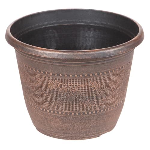 Image of YouGarden Set of 4 'Acorn' Round Planters 25cm (10in) Copper-Tone