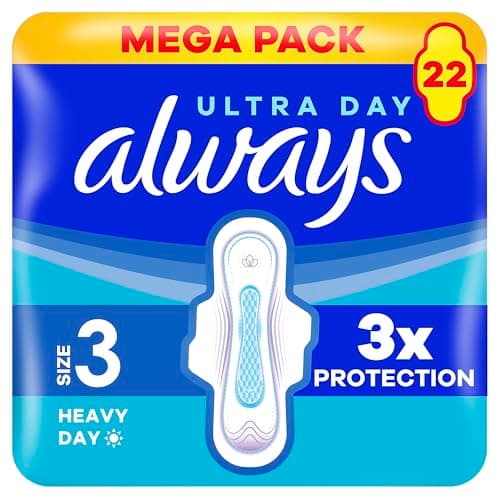 Image of Always Ultra Sanitary Towels Day & Night (Size 3) Wings X22 Pads, Super Absorbent and Ultra Thin, for Menstrual Periods 22 x 4