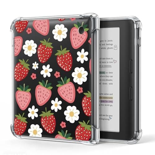 Image of Case for Kobo Libra Colour 7", Crystal Clear Cover with Reinforced Corners & Anti-Yellowing | Lightweight TPU Shell for Scratch & Shock Protection, Showcase Your Style (Pink Strawberry Floral)