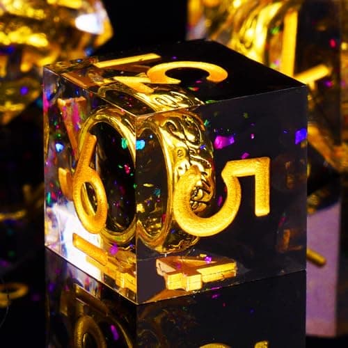 Image of ORUZA 7 PCS Lord Of The Ring DND Dice Set Resin Sharp Edge Dice Polyhedral D&D Dice Set for Dungeons and Dragons RPG MTG Role Playing Game Dice D20 D12 D10 D8 D6 D4 D%