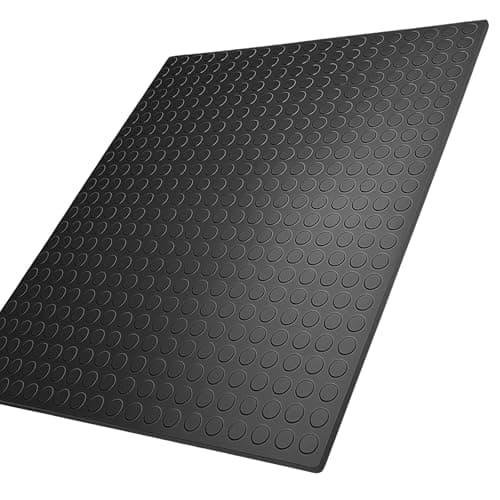 Image of Rubber Matting Roll 1m x 1.5m | 3mm Heavy Duty Non-Slip Penny Design | Anti-Slip Garage Floor Mat for Gym, Van, Shed, Workshop | Waterproof Indoor Outdoor Rubber Flooring | Prestige Mats
