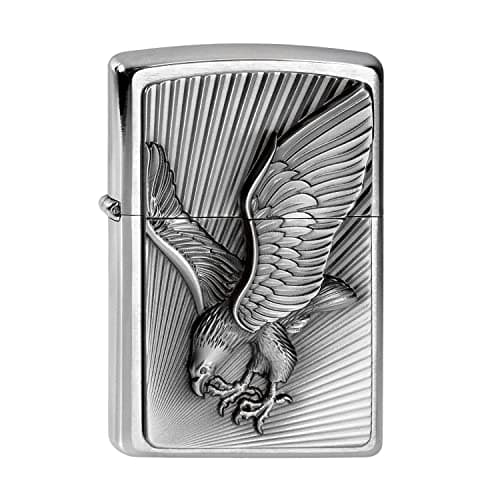 Image of Zippo Windproof Lighter - Eagle - Street Chrome & Emblem - Refillable for Lifetime Use - Adjustable Flame - Gift Box - Metal Construction - Made in USA