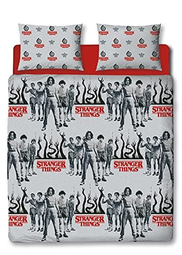 Image of Official Stranger Things Duvet Cover Dark Side Design | Grey Reversible 2 Sided Duvet Cover, Official Merchandise, Matching Pillow Case (Double)