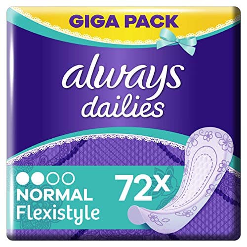 Image of Always Dailies Women's Flexistyle Normal Pantiliners (72 Pads) Giga Pack, Suitable for All Panty Shapes