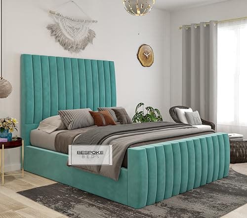 Image of Upholstered King Size Bed | Ottoman Bed Frame | Fabric Bed Frame - Plush & Naple Velvet (Teal Plush Velvet, 3FT Single)