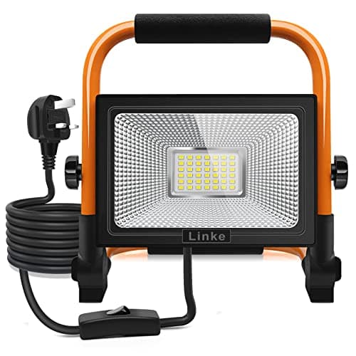 Image of Linke 35W LED Work Light 3000LM Job Site Light 6500K Portable Floodlight Super Bright Construction Lights with 3.5m Wire Plug IP66 Waterproof for Workshop, Garage, Garden