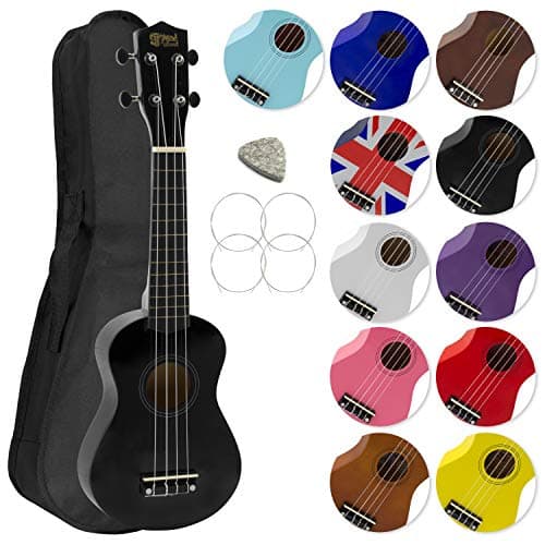 Image of Mad About SU8 Soprano Ukulele with FREE Gig Bag, Pick, and Spare Strings – Great for Schools and Beginners, Now With Carbon Black Strings for Improved Tuning - Black