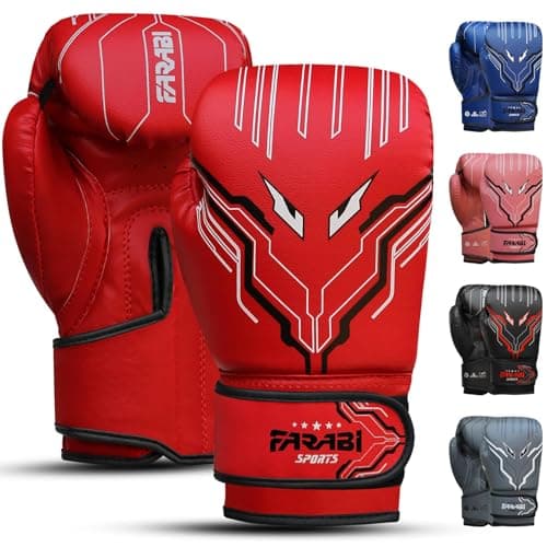 Image of Farabi Sports Kids Boxing Gloves Boys and Girls kickboxing Gloves 6-oz Youth, Junior Boxing Gloves for MMA, Muay Thai, Boxing Pad, Punching Bag and Training for Age 5-10 Years (6-oz, Red)