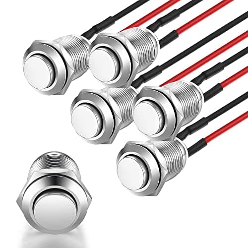 Image of Gebildet 5 Pcs Prewired Waterproof Push Button Momentary Stainless Steel Push Button On Off 12mm 2A 12V/24V/125V/250V AC (High Head)
