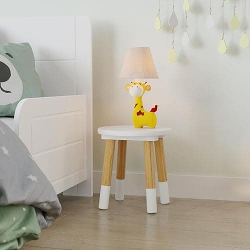 Image of URBNLIVING Kids Wooden Portable Stool, Lightweight and Anti-Slip, H26cm x D24cm, Round Seat White Chair for Toddlers, Small Children, Home Decor for Desk, Table, Nursery, Kitchen, Bedroom