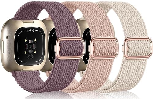 Image of Epova Straps Compatible with Fitbit Versa 3 /Versa 4 /Sense, Soft Elastic Braided Nylon Sport Strap for Women & Men