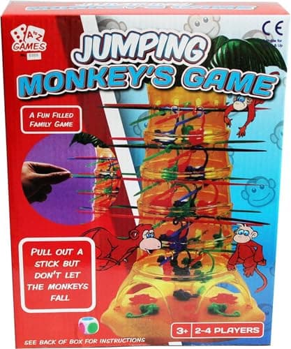 Image of Jumping Monkey Game - Family Game for Kids - Drop Sticks Game with Monkeys - Improves Hand-Eye Coordination - Fun Board Game Christmas - 2 or More Players Ages 3 Plus