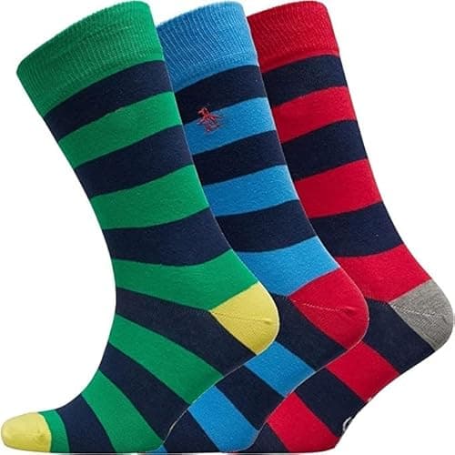 Image of Original Penguin Mens 3 Pack Rugby Striped Socks One Size UK 7-11