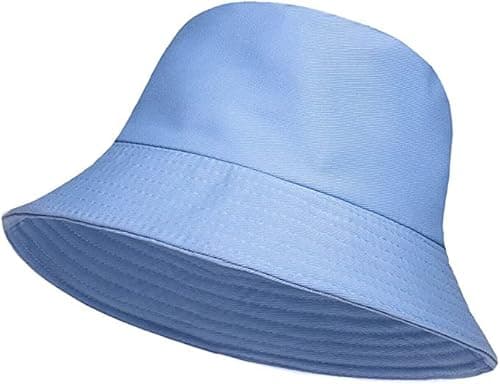 Image of ZRWASKA® Unisex Bucket Hat Reversible Mens, Womens Cotton Fisherman Hats for Hunting, Camping, Hiking, Travelling, Fishing, Football Summer Sun Hat Plain Colours Size 56-58cm (Sky Blue)