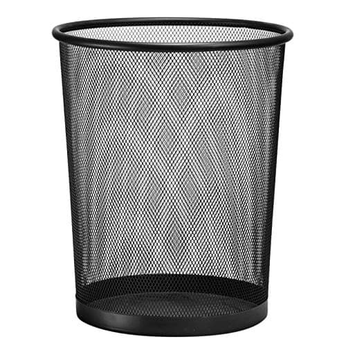 Image of D.RECT XXL Mesh Waste Bin Black 19L – Large Metal Office Wastepaper Basket – Steel Mesh Trash Can with Ventilation – Round Bin for Home & Office
