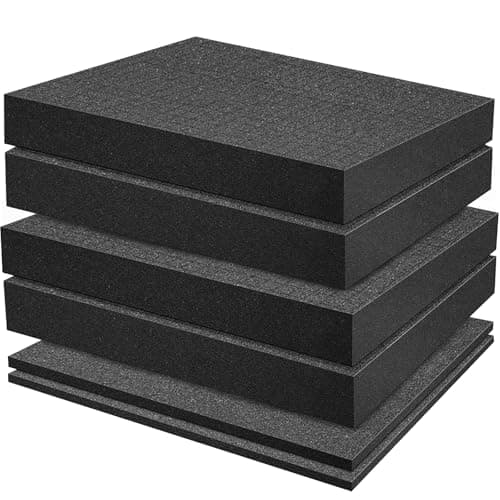 Image of 6PCS Square Foam Cube, Pick Apart Foam Insert, Black Cushion Pick and Pluck foam Insert for Board Game Box Cases Storage Drawer, Tool Box foams(4 PCS 400 x 300 x 50 mm/2 PCS 400 x 300 x 10mm)