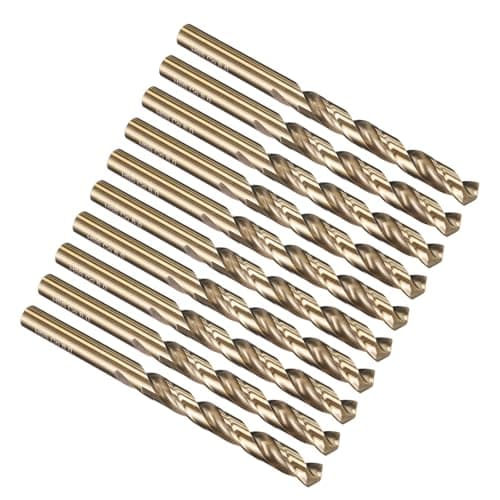 Image of PATIKIL 8mm Drill Bit, M35 Cobalt 5% High-Speed Steel Jobber Straight Shank 135° Gold Finish for Stainless Steel Hard Metal - 10 Pack