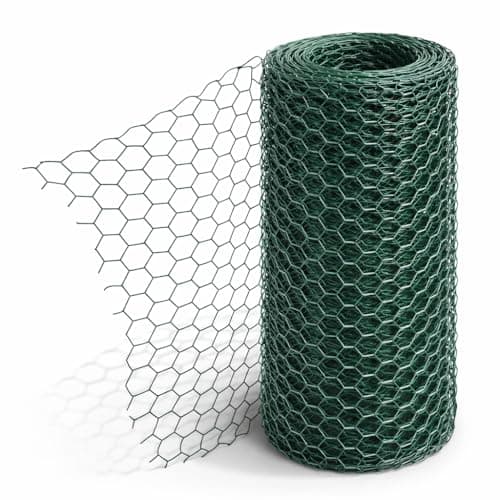Image of Floralcraft 60cm x 25m PVC Coated Chicken Wire Mesh Roll – 25mm Hexagonal Holes – Galvanised Steel Garden Fencing, Rabbit & Poultry Netting