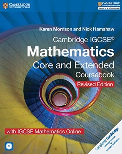 Image of Cambridge IGCSE® Mathematics Core and Extended Coursebook with CD-ROM and IGCSE Mathematics Online Revised Edition (Cambridge International IGCSE)
