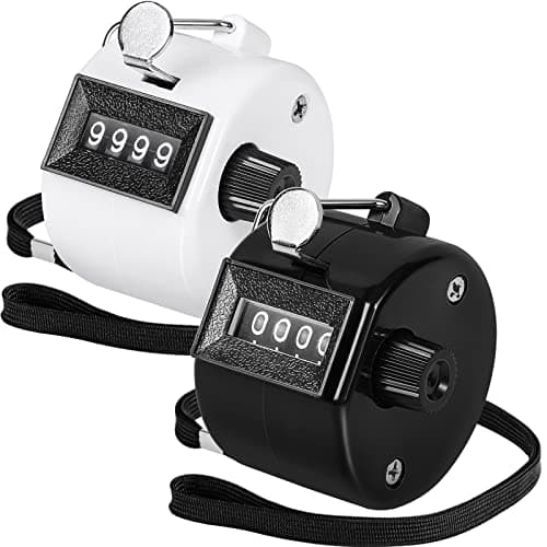 Image of KTRIO Pack of 2 Colors Handheld Tally Counter 4-Digit Number Count Clicker Counter, Hand Mechanical Counters Clickers Pitch Counter for Coaching, Knitting, People, Lap, Fishing, Golf, Toddler & Fidget