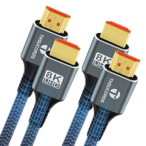 Image of Thsucords 8K HDMI Cable 2.1 2M 2 Pack, High Speed Braided HDMI to HDMI Cord Supports 8K@60Hz, 4K@120Hz 144Hz 48Gbps Compatible with Roku TV/PS5/HDTV/Blu-ray