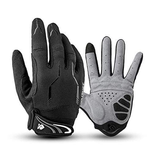 Image of I Kua Fly Cycling Gloves Full Finger Mountain Bike Gloves Gel Padded Touchscreen MTB Gloves for Men Women, Black, L