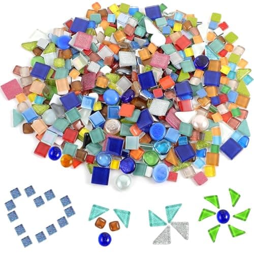 Image of Exquilnova 900g Crystal Mosaic Tiles,Polygons Mosaic Tiles Arts and Crafts,About 630 Pieces Mixed Color Mosaic Kit for DIY Crafts,Plates,Flowerpots,Vases,Cups,Home Decor