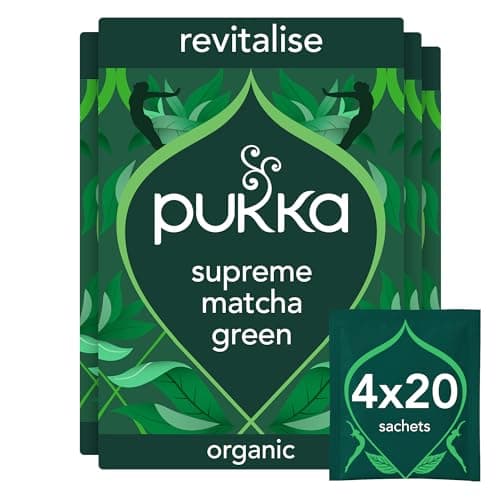 Image of Pukka Herbs | Supreme Matcha Green Organic Tea Box | Energizing Tea With Matcha Powder | Ideal For Daily Vitality | 4 Packs | 80 Plant Based Biodegradable Tea Bags