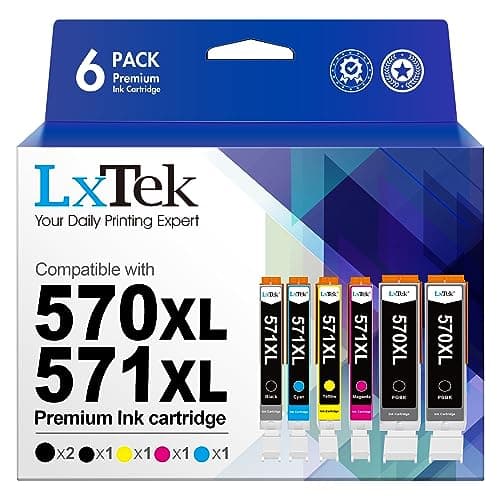 Image of LxTek 570XL 571XL Ink Cartridge Compatible for Canon PGI-570 CLI-571 for Canon PIXMA TS5050 MG5750 TS5051 MG6850 MG5700 MG5751 TS6050 TS50532 (2PGBK 1Black 1Cyan 1Magenta 1Yellow,6-Pack)
