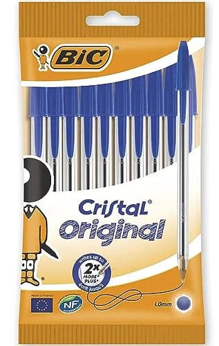Image of Bic Cristal Original Ballpoint Pens, Smudge-free with Medium Point, Ideal for Office and School, Pack of 8 (Cristal Original Blue Ink (1.0mm))