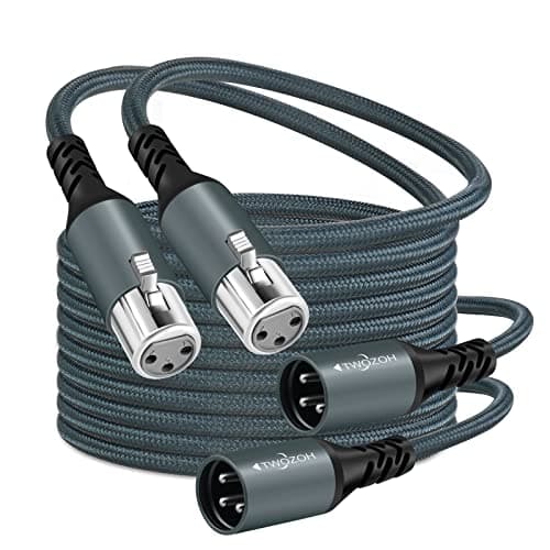 Image of Twozoh XLR Male to Female Audio Cable 15M 2 Pack, Braided Balanced 3Pin XLR Microphone Cable (Professional/HIFI)