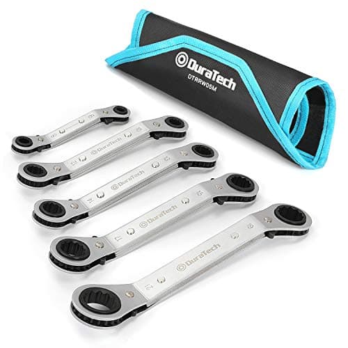 Image of DURATECH 5pcs 6mm-21mm Double Ring Reversible Ratchet Wrench Set with Carry Pouch