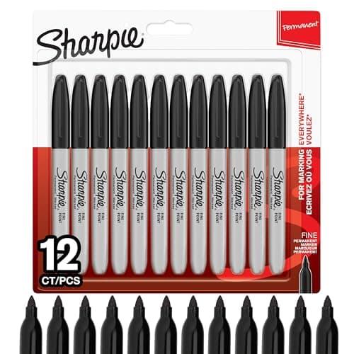 Image of Sharpie Permanent Markers | Fine Point for Bold Details | Black Ink | 12 Marker Pens