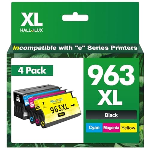 Image of HALLOLUX 963XL Ink Cartridge Multipack Compatible for HP 963XL 963 XL for OfficeJet Pro 9010 9012 9013 9020 9014 9022 9025 9019 9015 9018 9016 9018 9026 9028 (4-Pack Black/Cyan/Magenta/Yellow)