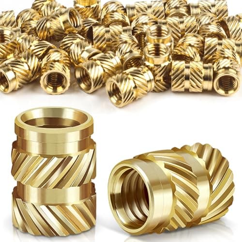 Image of Caianwin 30PCS Thread Insert M5 Brass Heat Set Insert for for Plastic and 3D Printing Components - Brass Metric Knurled Nuts