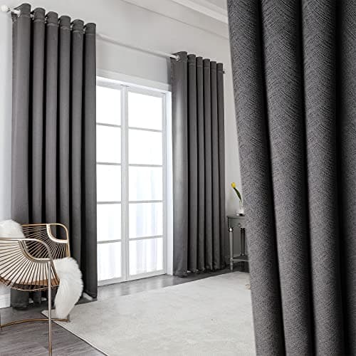 Image of Krismile Total Blackout Curtains with Eyelet-Thermal Insulated Soundproof & Noise Reducing, Thick Long Lined Curtains for living Room,Bedroom Darkening Curtains, 52 x 84inch,Grey Color,2 Panels